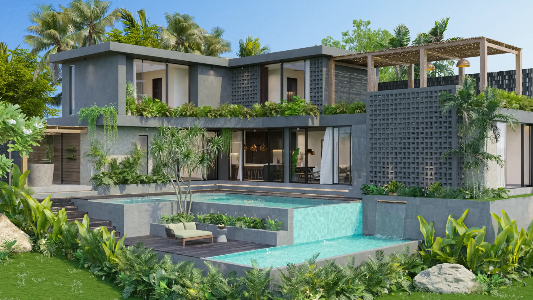 SUKU-Residences-4-Bed-Grey-3 Modern 4-Bedroom Villa for Sale in Bali with 2 private Pools